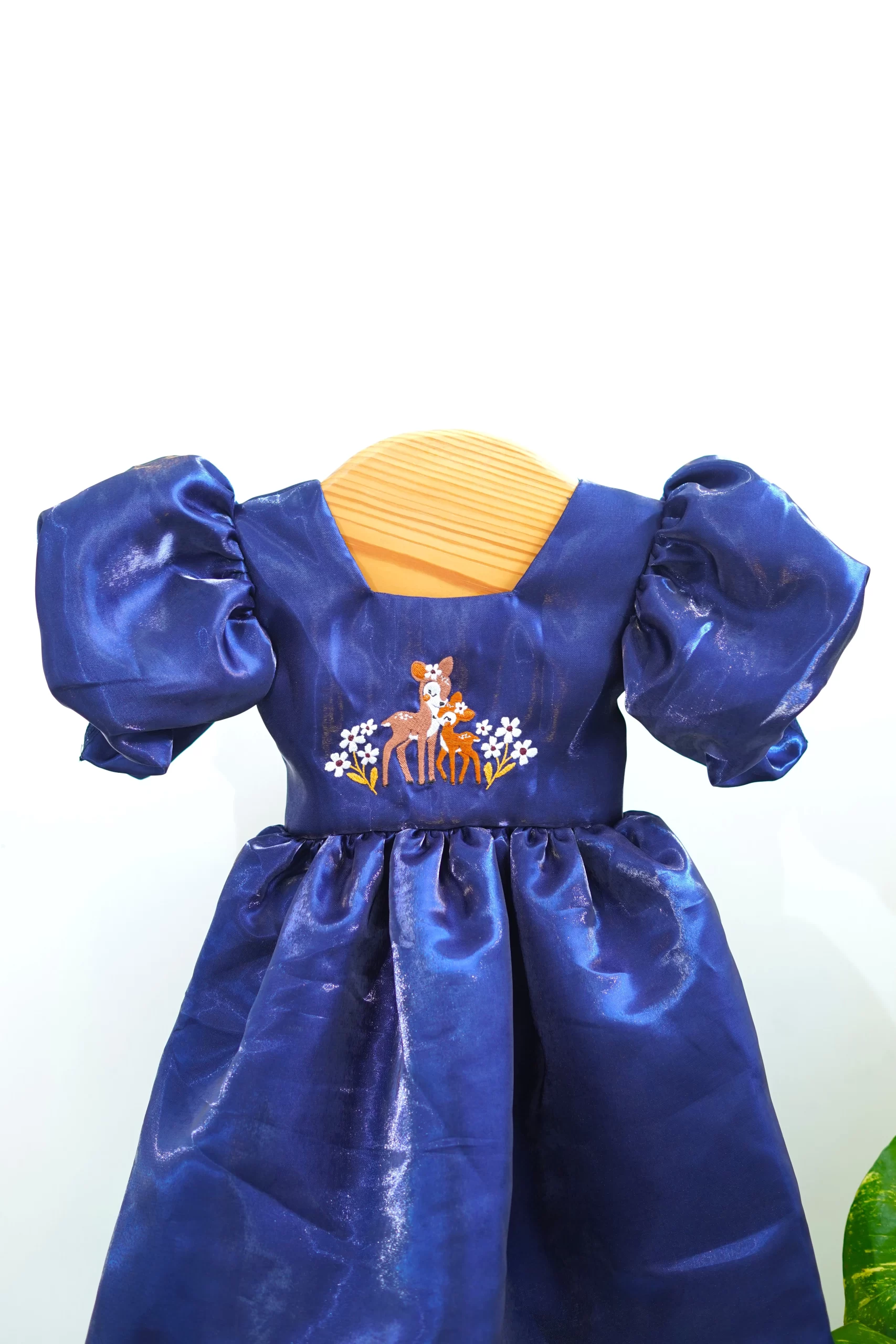 Embroidered Party Frock with Puff Sleeves - Image 3