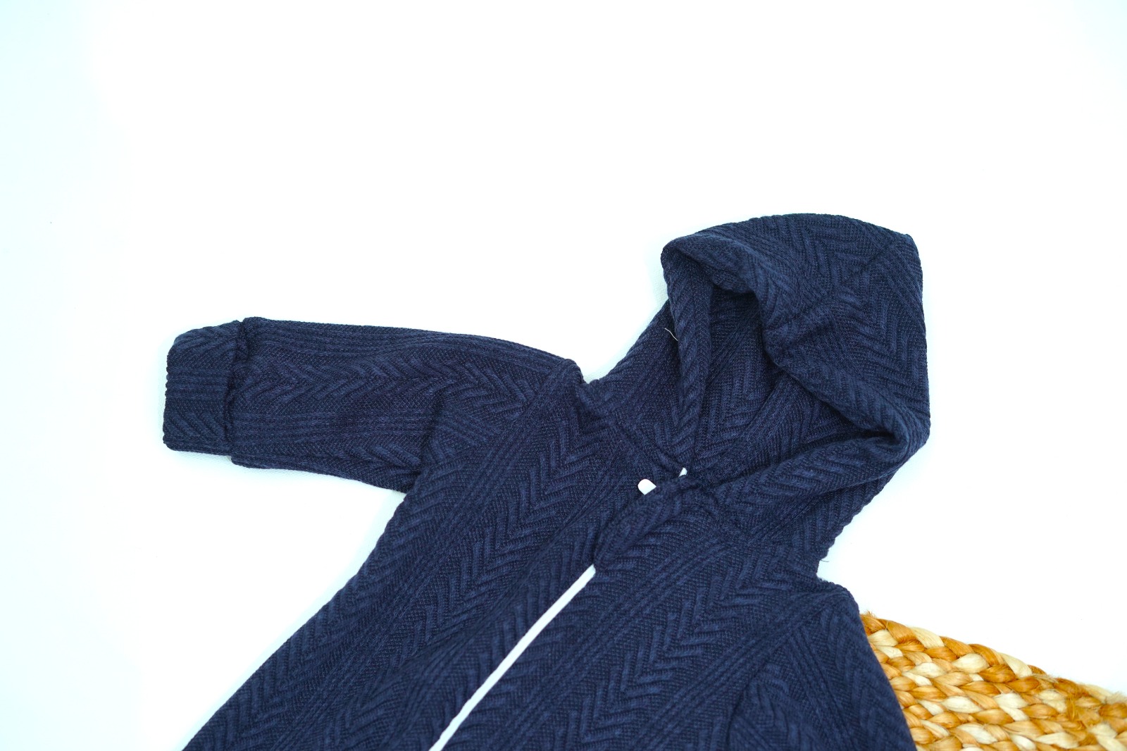 knitted hooded baby romper