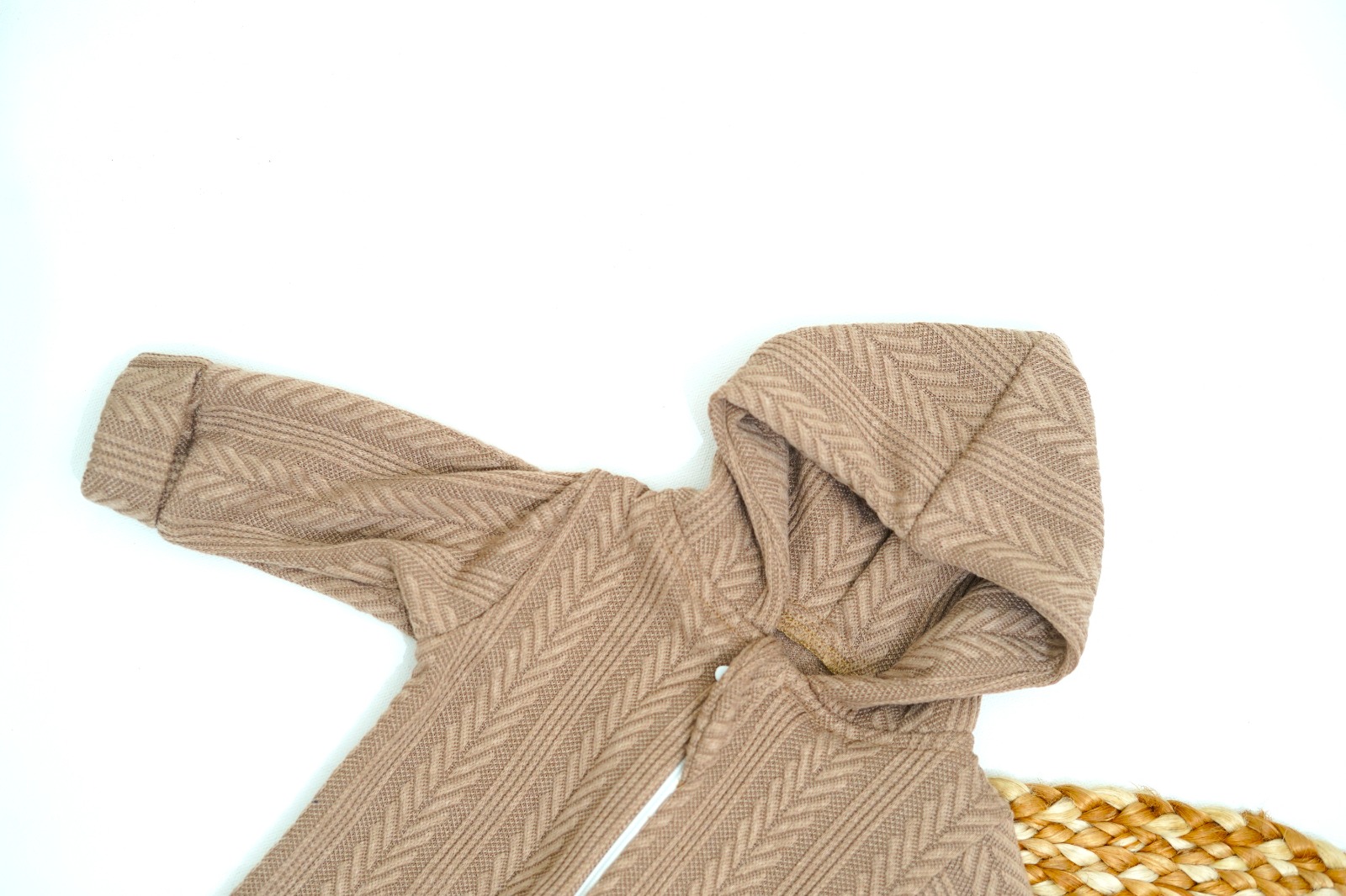 knitted hooded baby romper