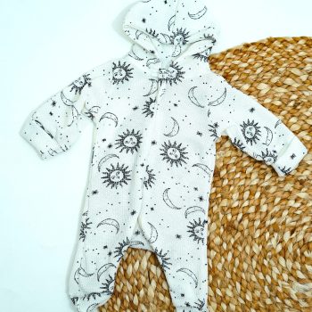 celestial hooded baby romper