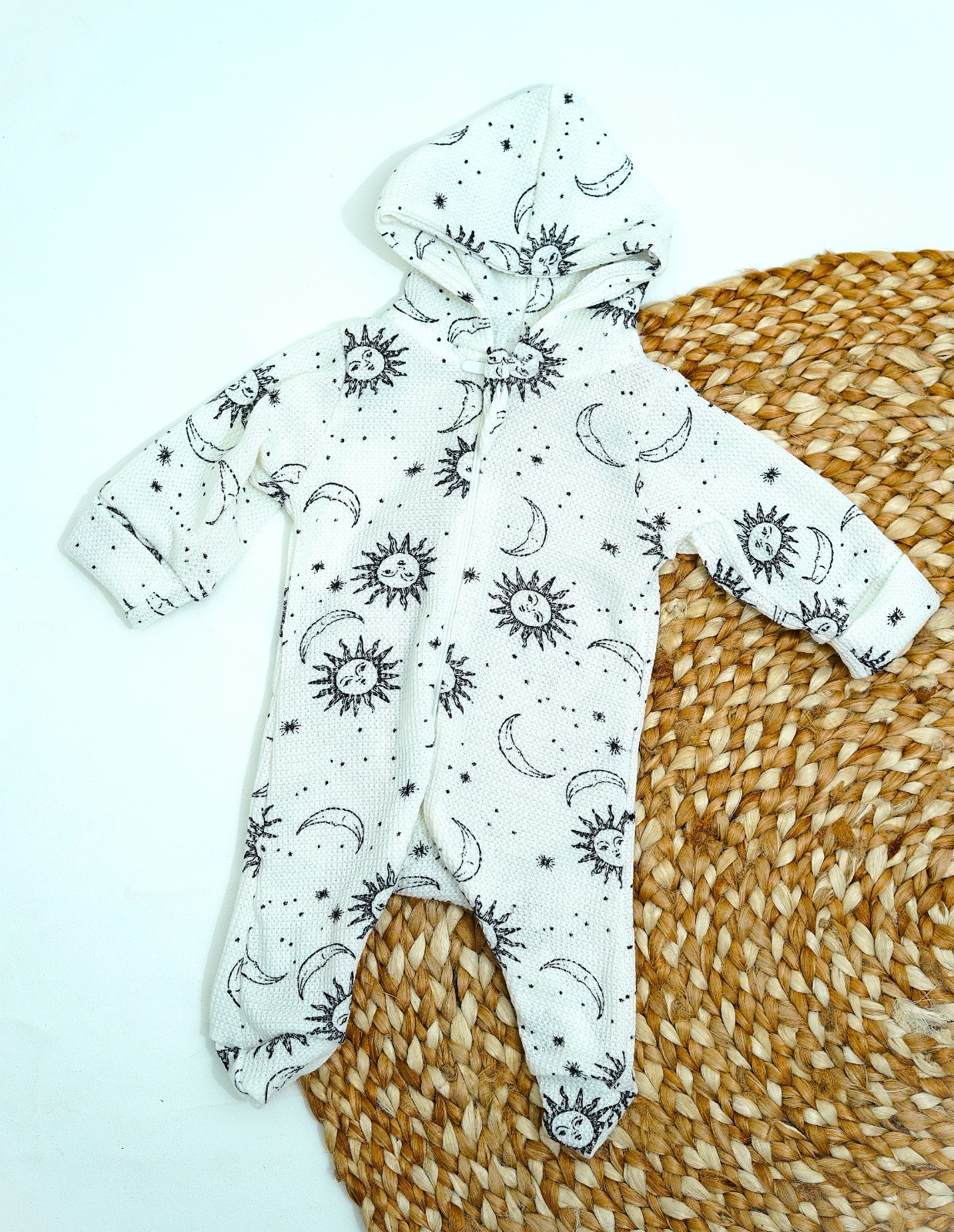 celestial hooded baby romper