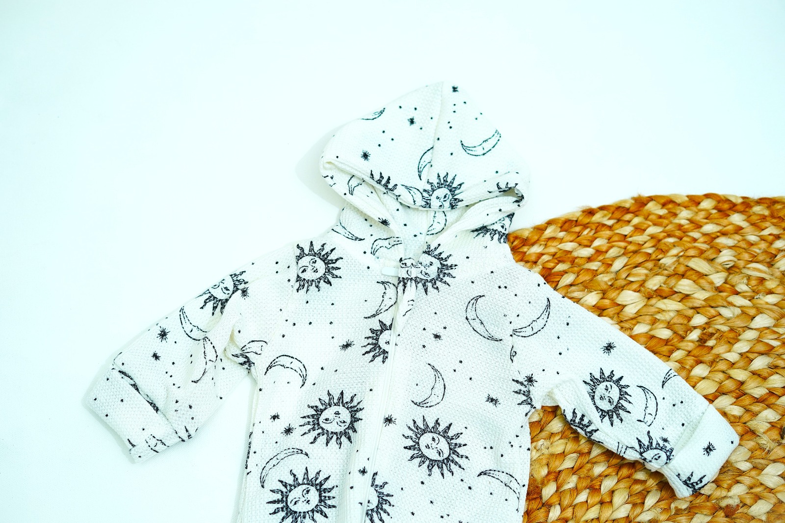 celestial hooded baby romper