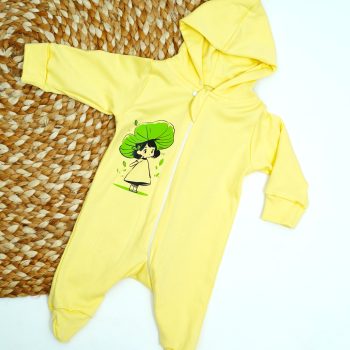 printed hooded baby romper