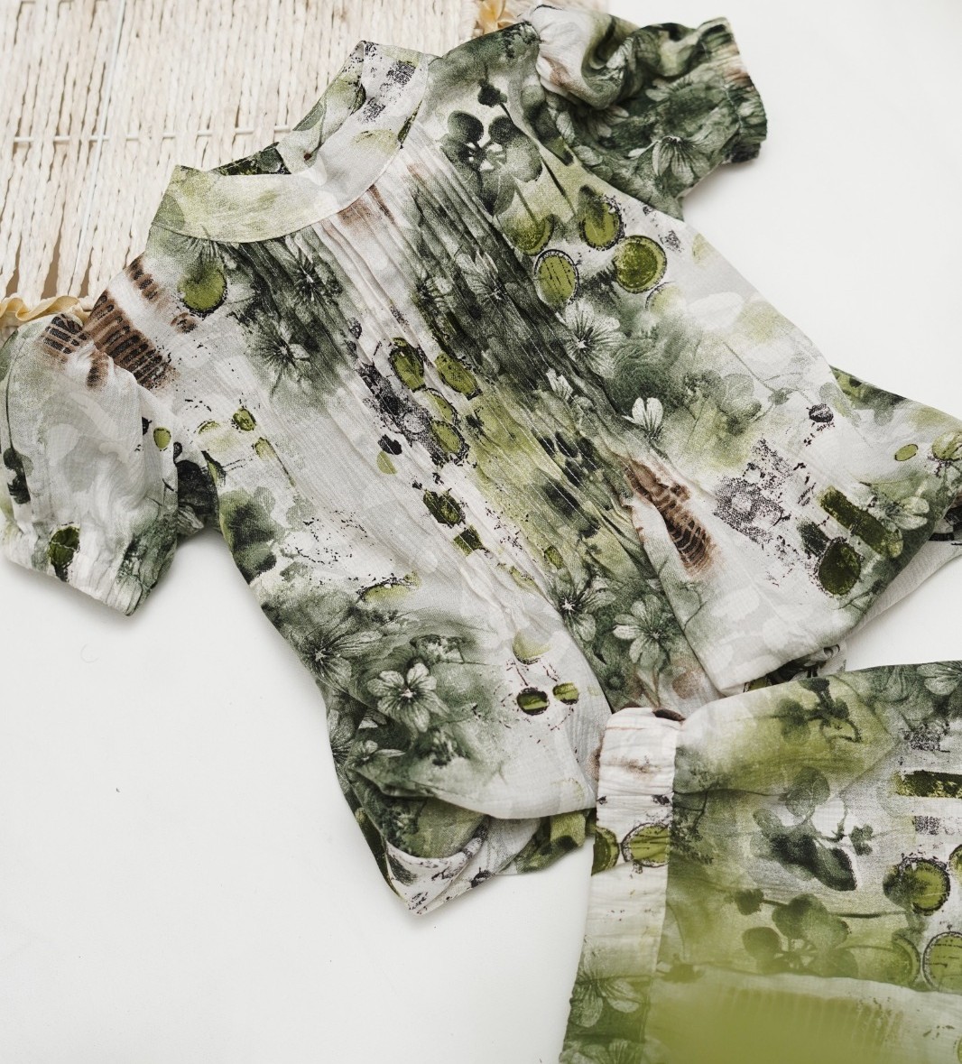 Kids Floral Co-ord Set | Stylish Puff Sleeve Top - Image 4