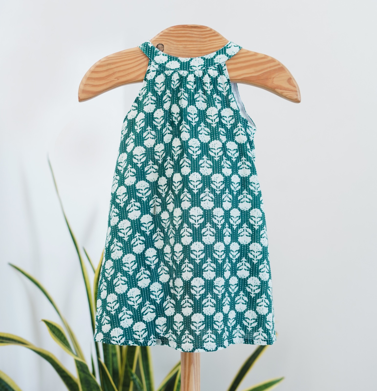 Baby Girl Sleeveless Frock | White Floral Cotton Dress