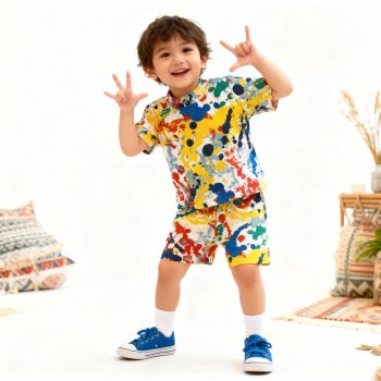 Color Splash T-shirt and Shorts Set for Toddlers