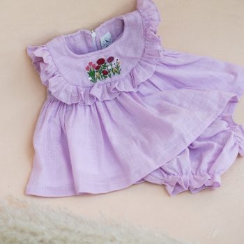 lavender cotton baby frock