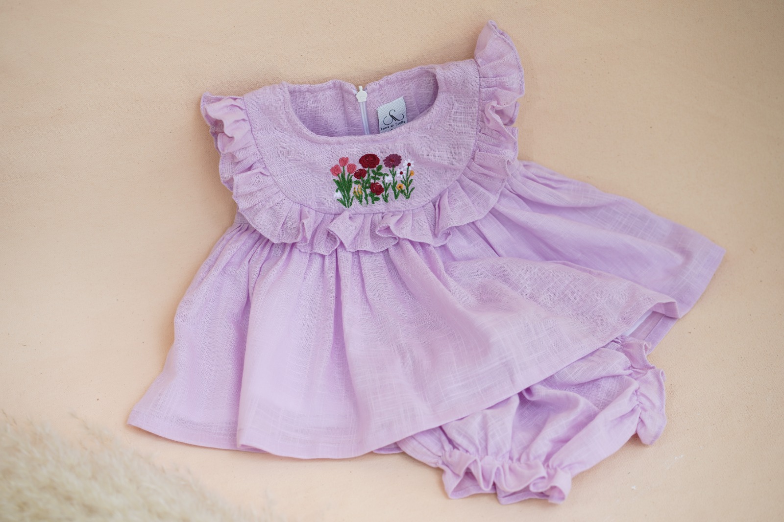 lavender cotton baby frock