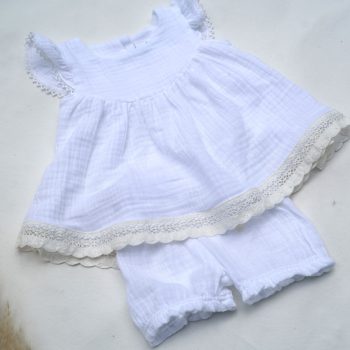 white cotton baby frock