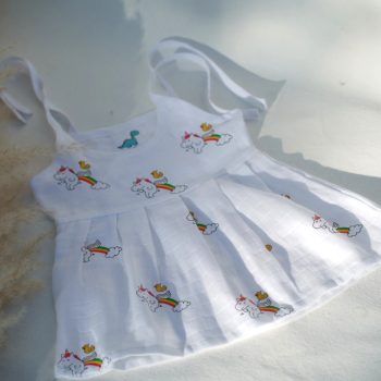 unicorn print baby frock