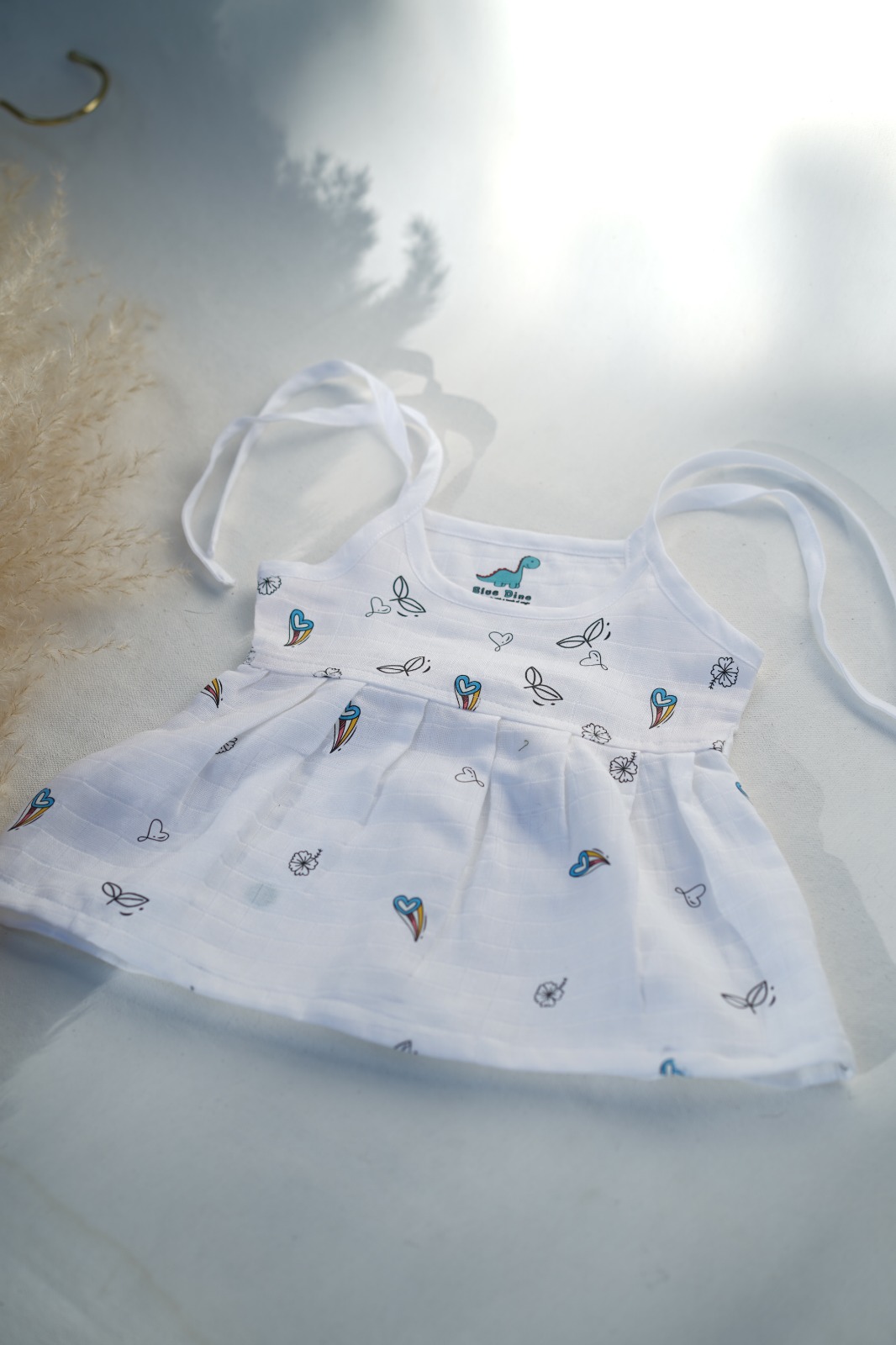 Heart and Rainbow muslin frock