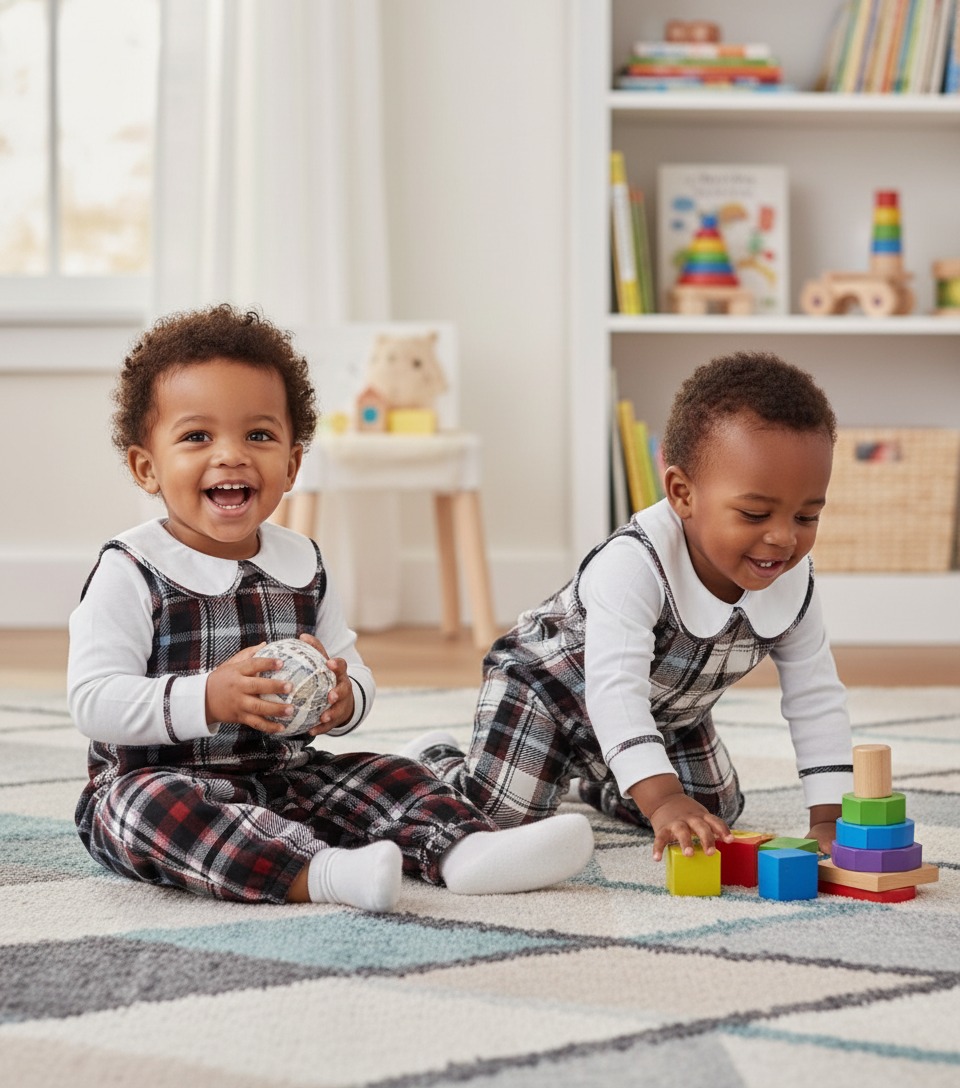 plaid baby outfit set