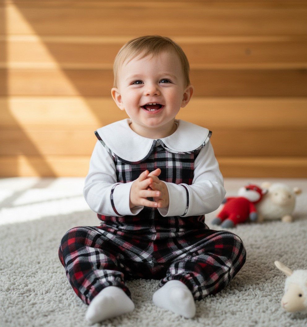 plaid baby outfit set