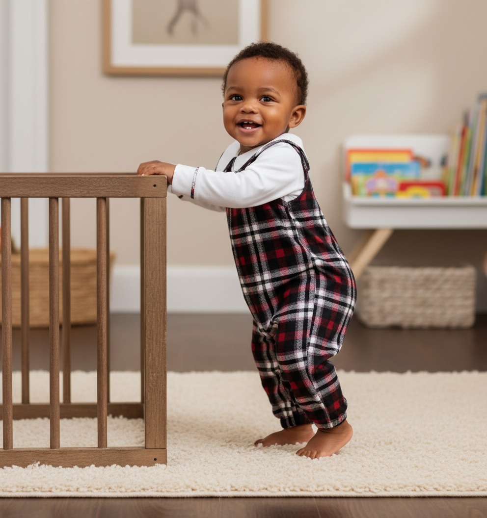 plaid baby outfit set