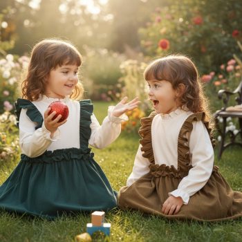 girls corduroy ruffle frock