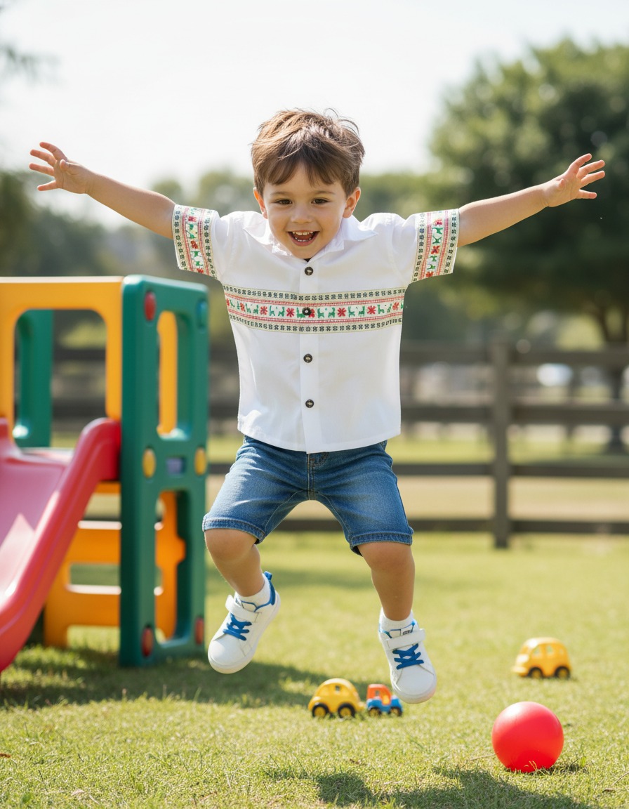 boys white ethnic shirt