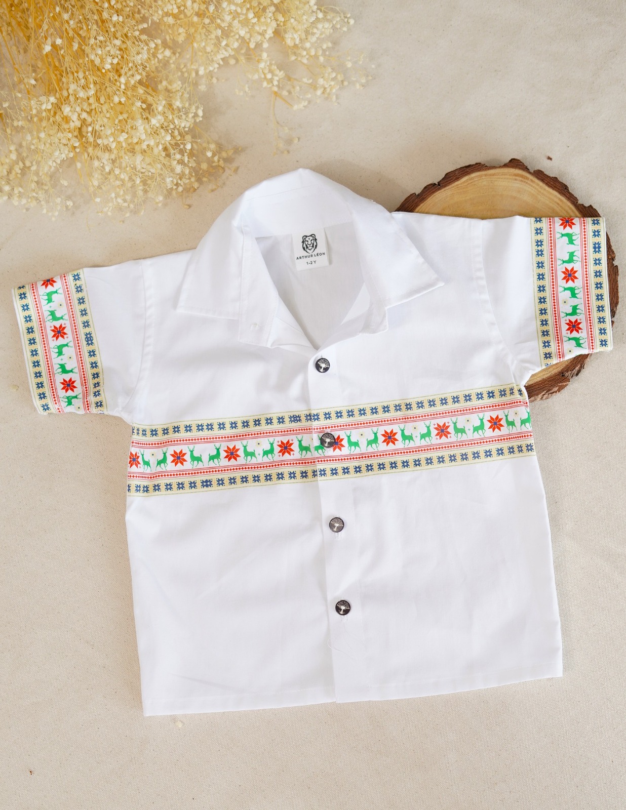 boys white ethnic shirt