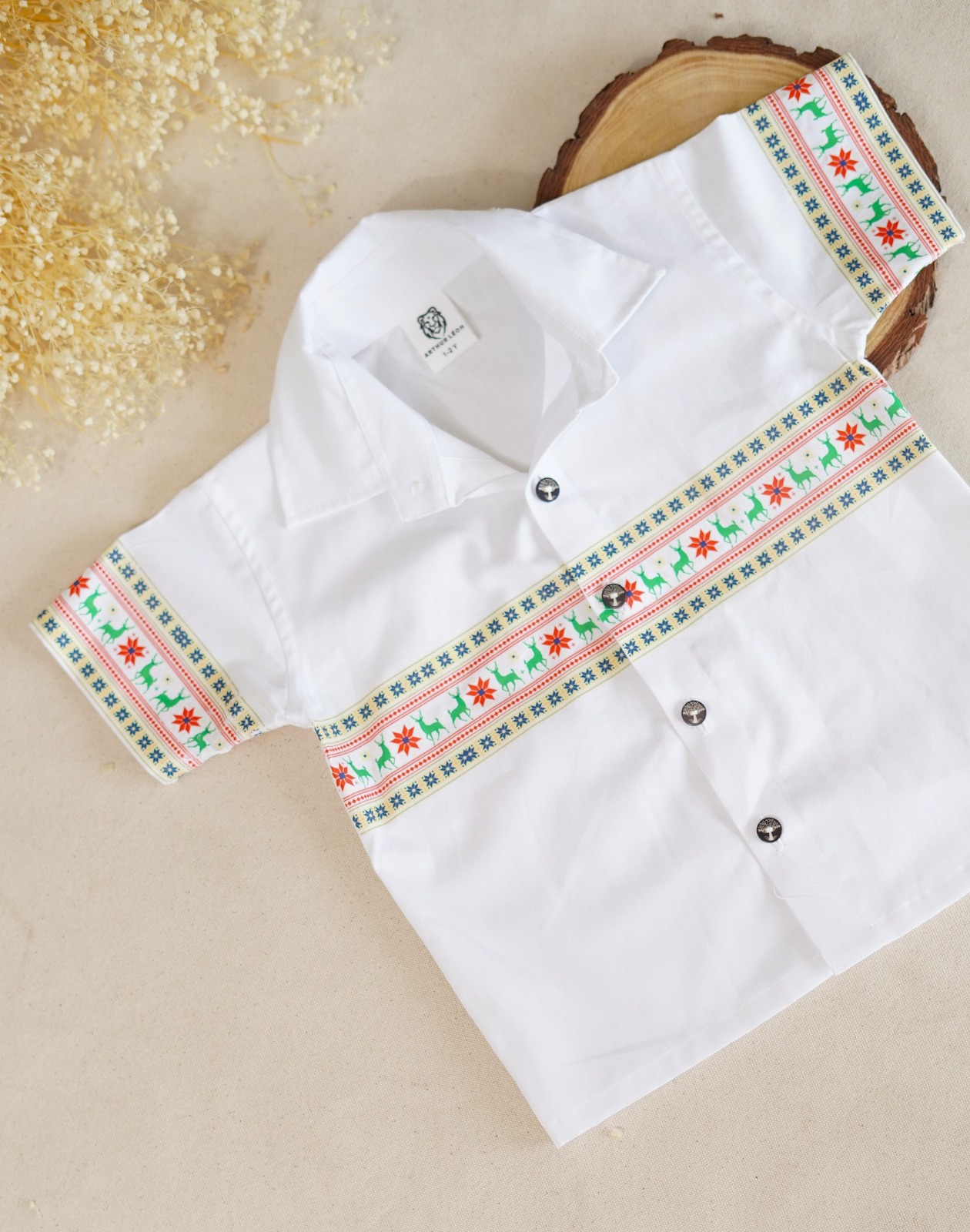 boys white ethnic shirt