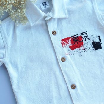 Boys White Canvas Fabric Shirt