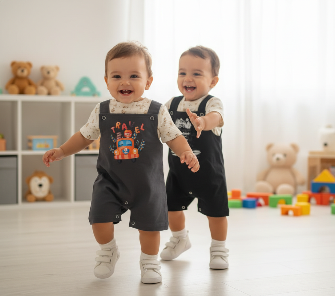 boys dungaree shorts set