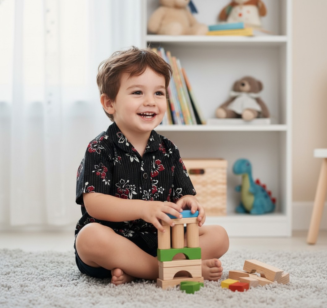 baby ikat print cotton shirt