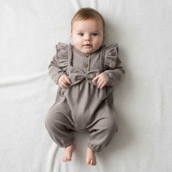 baby cotton romper with bow