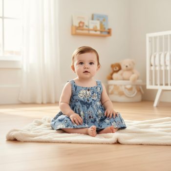 blue floral baby frock
