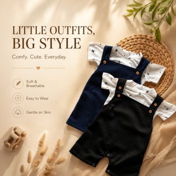 Baby Boy Dungaree Romper Set