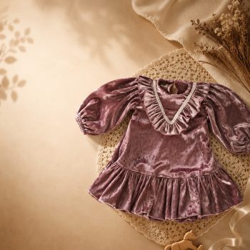 Pink Ice Velvet Girls Party Frock